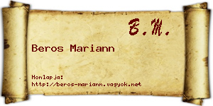 Beros Mariann névjegykártya